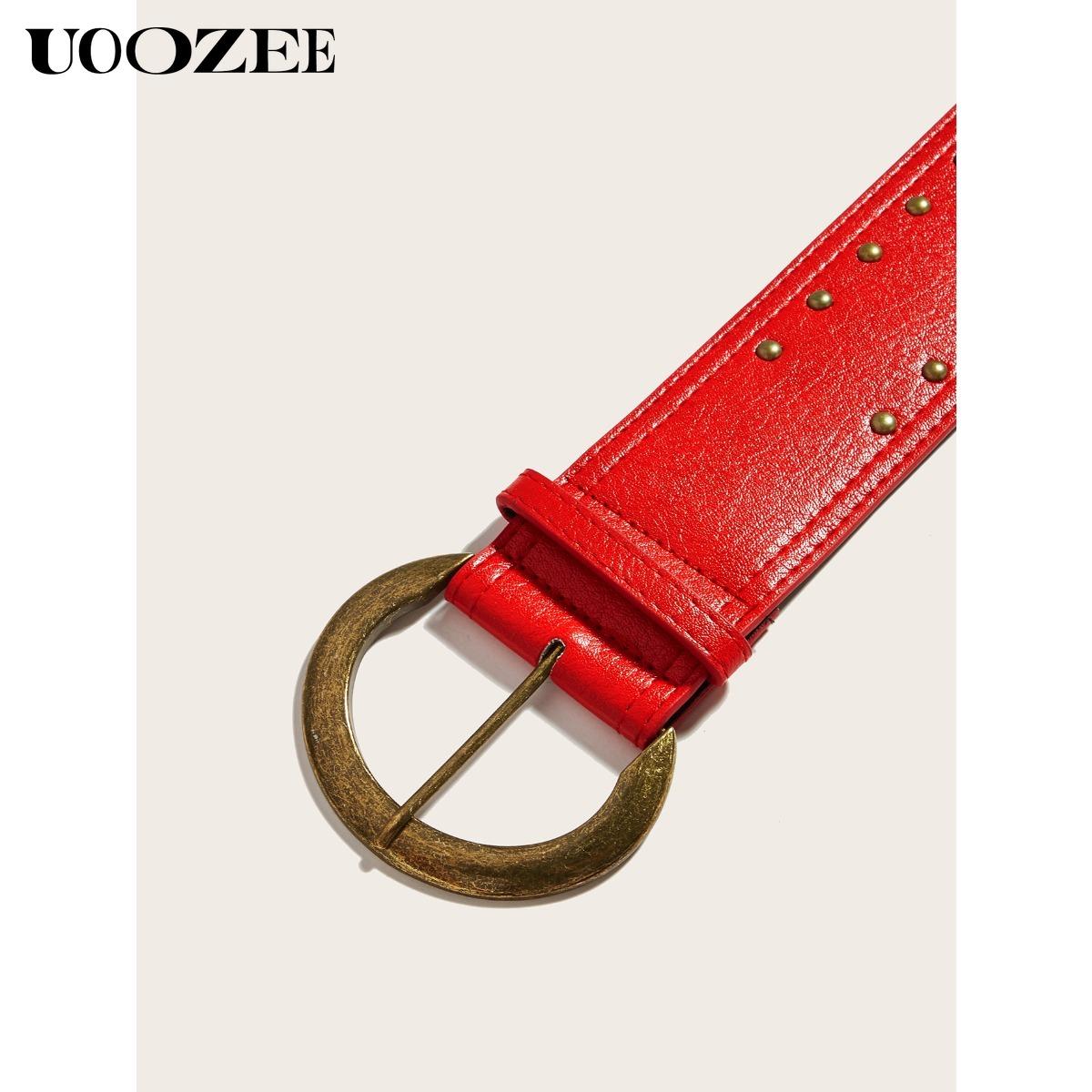 UOOZEE 2025 Fashion Punk Style Rivet Personality Belt Decoration Versatile Pin Buckle Belt Trendy Belt, Various Colors Optional