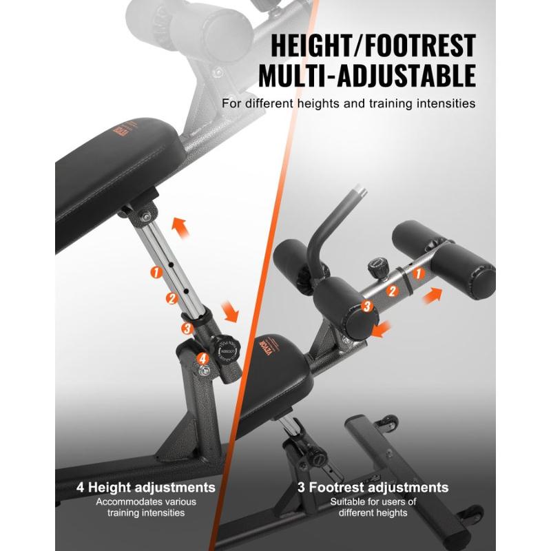 VEVOR Sit Up Bench, Curved Decline Ab Bench with Reverse Crunch Handle, with 6 Adjustable Height Setting, Heavy Duty Steel, 600 Lbs Capacity for Home Gym Workouts, Strength Training, Full Body MusclesHoliday gifts