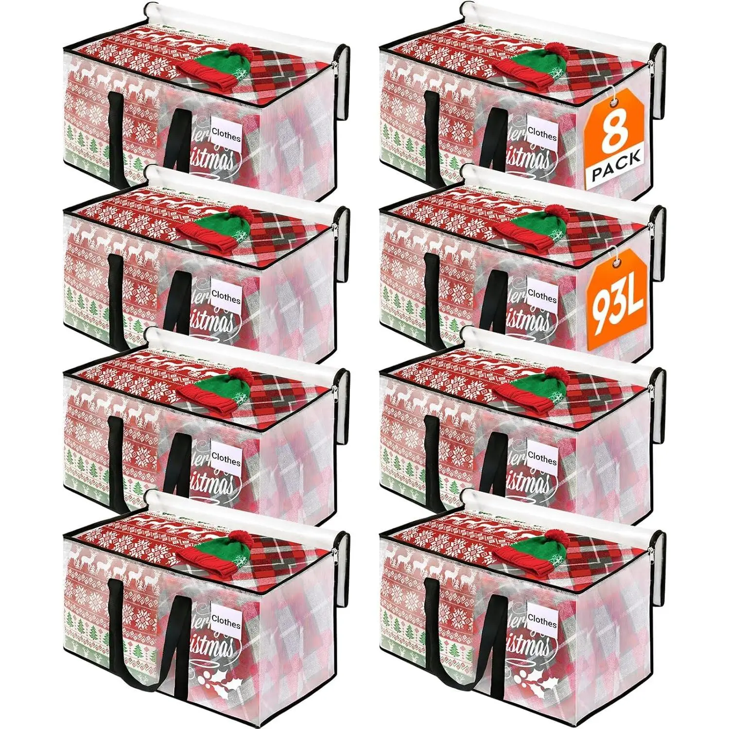 Moving Bags, 93L 8-Pack Storage Bags, Moving Box Heavy Duty Extra Large, Moving Totes with Zipper, Reinforced Handles & Tag Pocket, Boxes for Packaging Moving