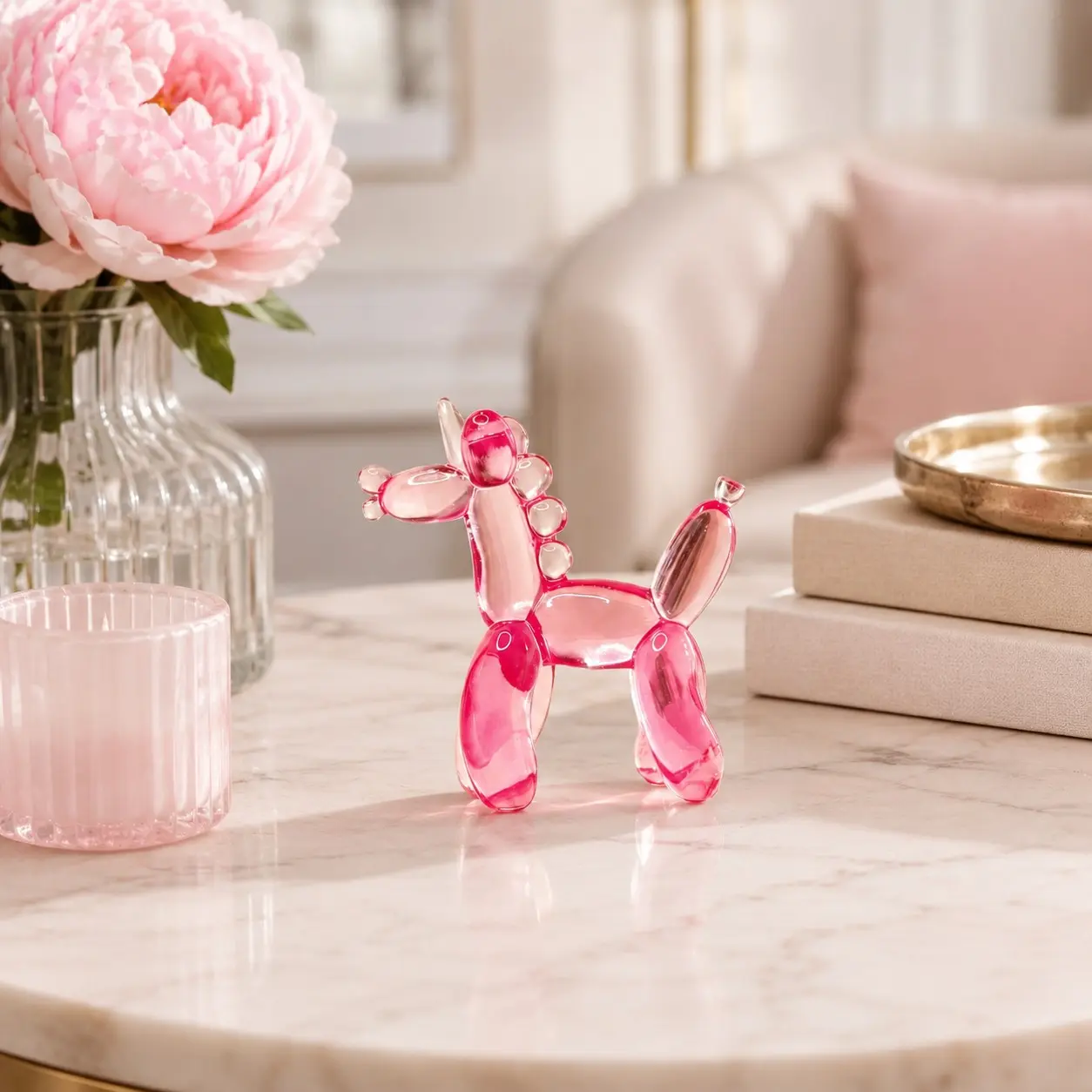 Mini Transparent Balloon Unicorn Ornament, Small Resin Figurine, Desktop Car Party Decor, Cute Unicorn Decoration, Sculpture Desk Decor, Home Decor Statue