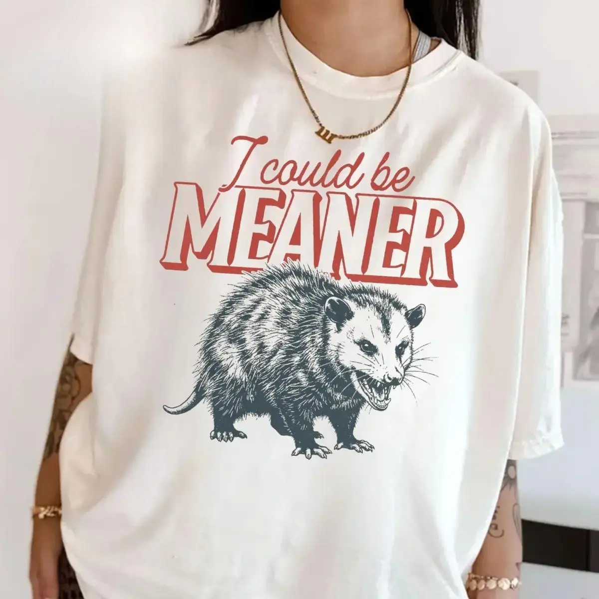 Men's Sarcastic Possum Graphic T-shirt, Casual Relaxed Fit Round Neck Top in a Soft Breathable Fabric for All Seasons Everyday Wear, Tshirt, Menswear, Machine Wash, Shorts, Jeans