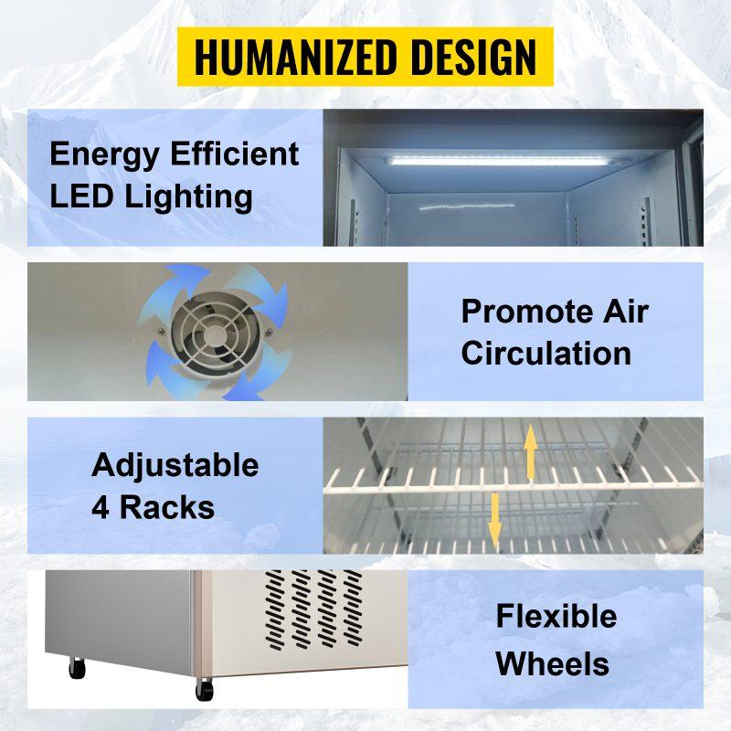 VEVOR Commercial Refrigerator, Display Fridge Upright Beverage Cooler, Glass Door with LED Light for Home, Store, Gym or Office, (23 cu. ft. Double Swing Door)