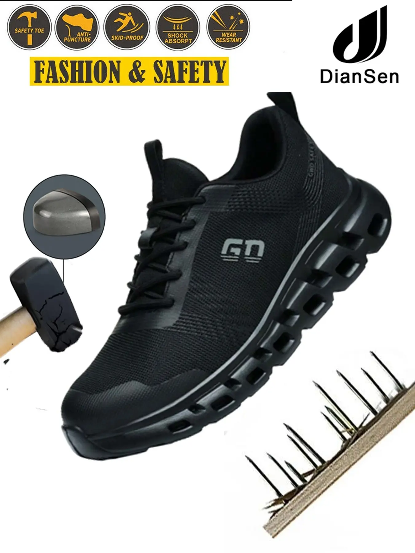 Steel Toe Shoes for men Work Safety, Safety Footwear, Industrial Protective Work Shoes for Construction Comfortable Lightweight Warehouse Factory all-season outdoor Indestructible soles Slip-resistant and wear-resistant