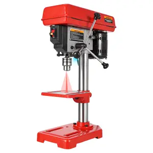 Benchtop Drill Press 8" with Laser Guide - 5-Speed Tabletop Drilling Machine (620–3100 RPM) - Adjustable 0-45° Tilting Worktable - Built-in LED Light - Heavy Duty Magnetic Drill Press Kit for Wood & Metal