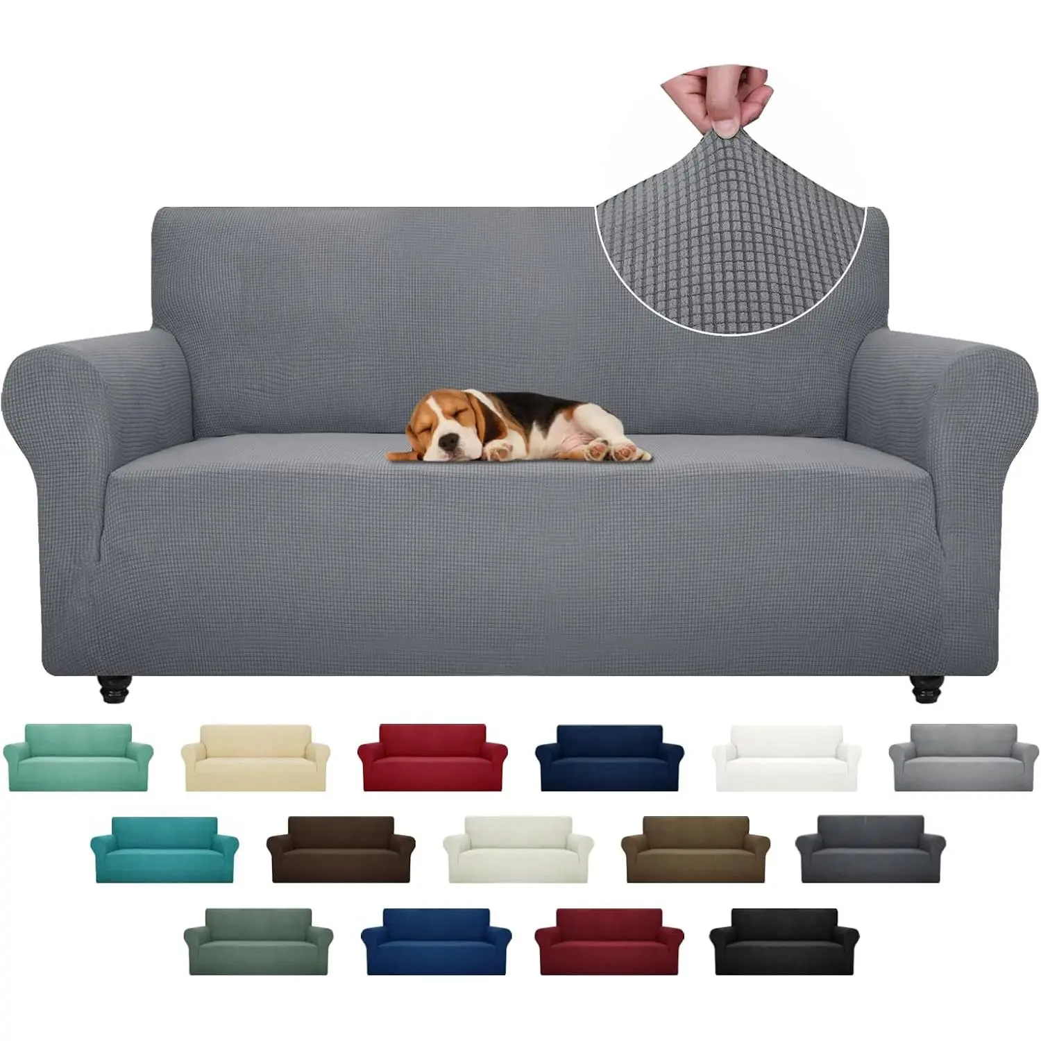 Super Stretch Couch Cover (72"-92") Universal Sofa Covers with Elastic Bottom, Dog Cat Pets Friendly Washable Furniture Protector Fitted Sofa Slipcovers Stay in Place (Light Grey, Sofa)
