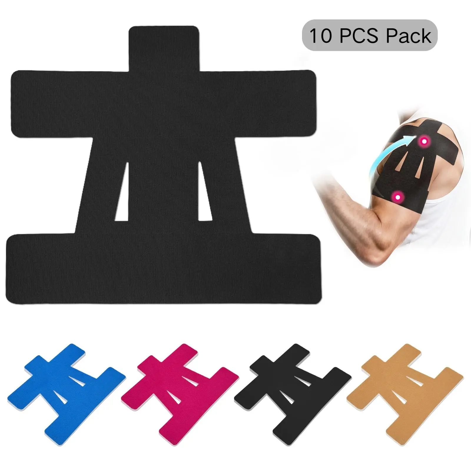 10 pre-cut shoulder functional tapes, Elastic wrap, elastic muscle support strips, waterproof, breathable and anti-allergy, skin-friendly, relieve shoulder soreness, for daily protection during sports and fitness