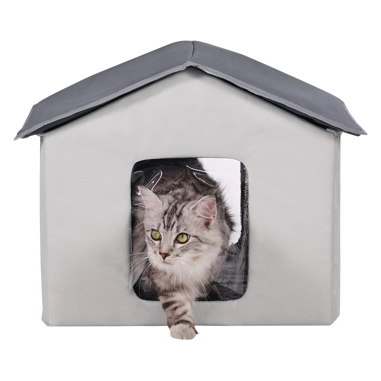 Heated Cat House, Outdoor Kitty Shelter with Timer, 30W Power, Sturdy and Stable