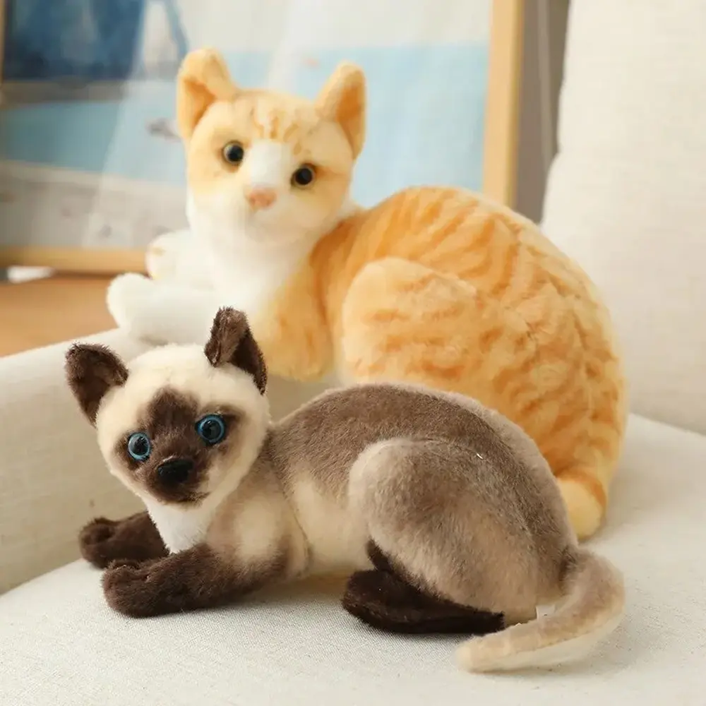 20‑25cm Lifelike Siamese & American Shorthair Cat Plush Toy Realistic Stuffed Kitten Doll Cute Pet Plush For Home Decor Birthday Holiday Gift