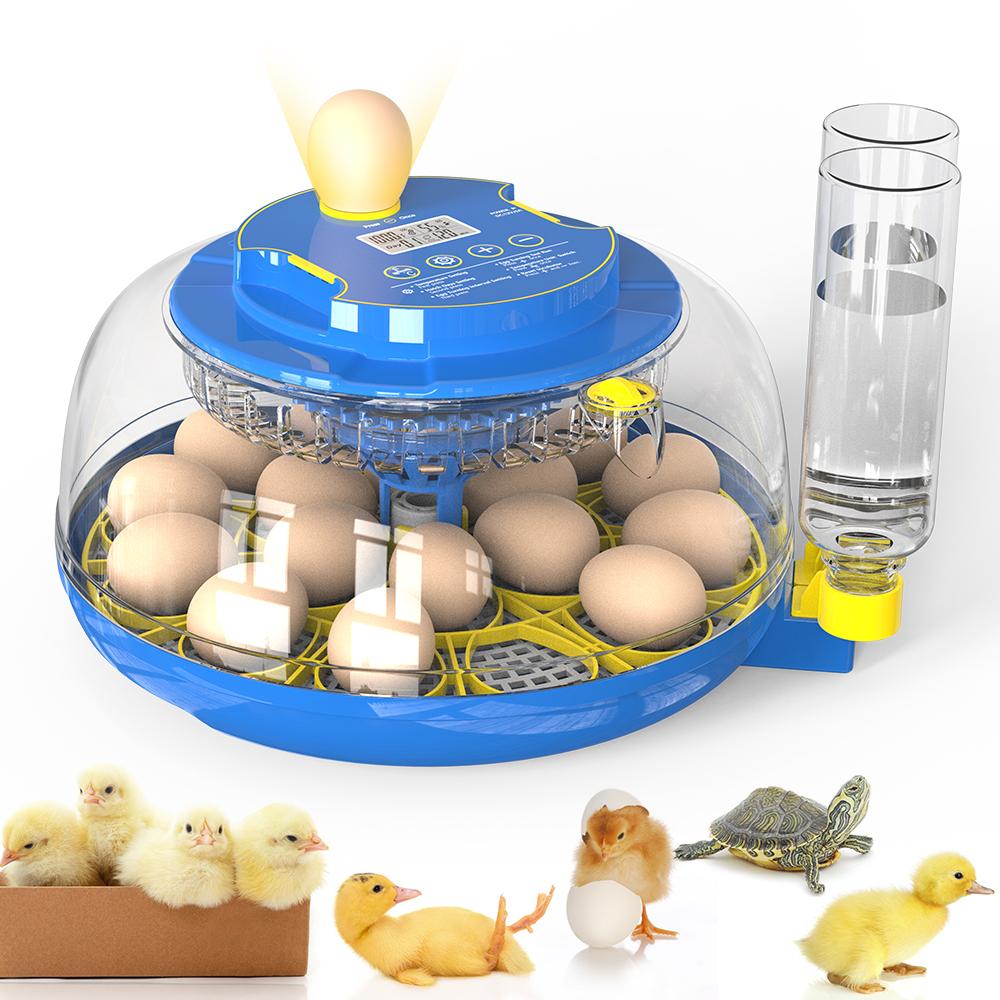 18 Eggs Incubators for Hatching Eggs,  Egg Incubator with Automatic Egg Turning and Temperature Control Humidity Display, Incubator for Chicken Eggs with Adapter,