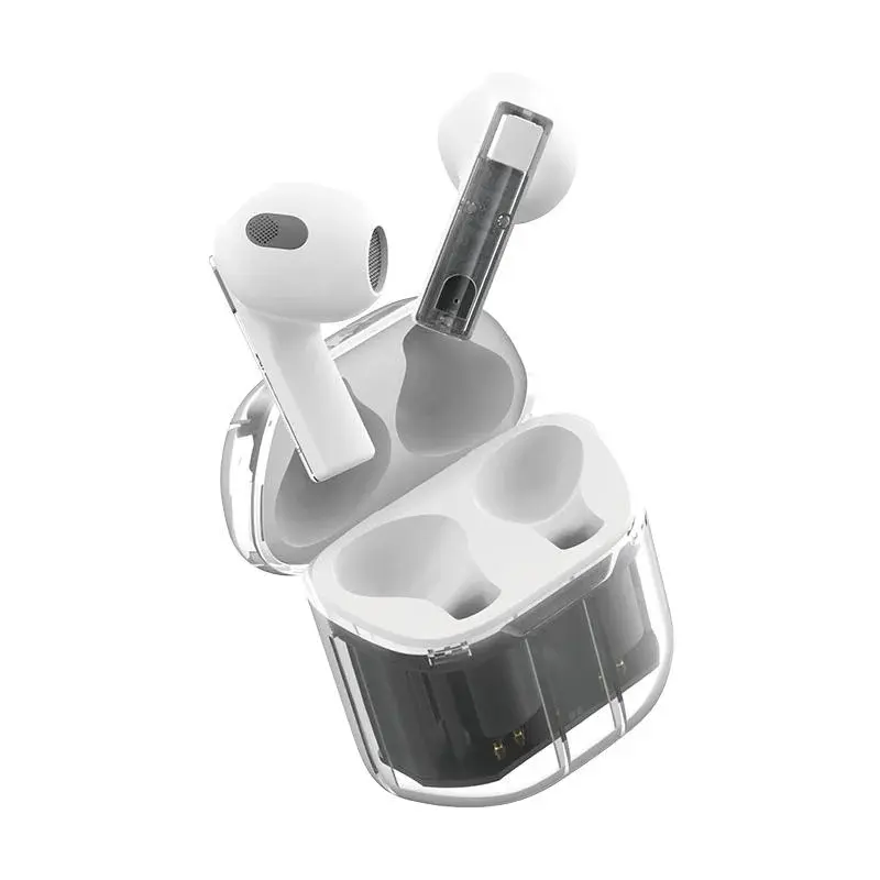 NEW TWS Transparent Case Wireless Earbuds, Bluetooth 5.3 Semi In-Ear HD Clear Calls, 3 Lightweight Colors for Gym & Daily Commute,Noise