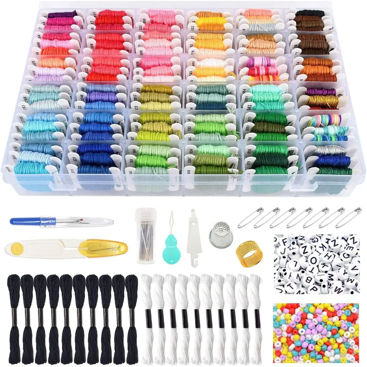 Friendship Bracelet String Kits with Organizer Storage Box, 110 Colors Embroidery Floss 52 count   Tools-Labeled with Embroidery Thread Numbers for Bobbins  Production