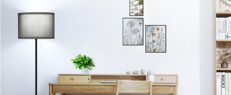 Modern 3-Way LED Floor Lamp - Simple Standing Design for Living Room, Bedroom, or Home Office - Pull Chain Tall Lamp with White Lampshade