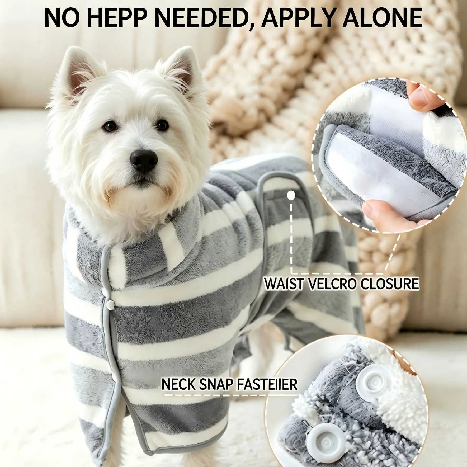 100% Polyester Ultra-Soft Flannel Dog Bathrobe, Absorbent Quick-Dry Towel, Winter Warm Pet Sleepwear, Trendy Dog Clothes, Supplies