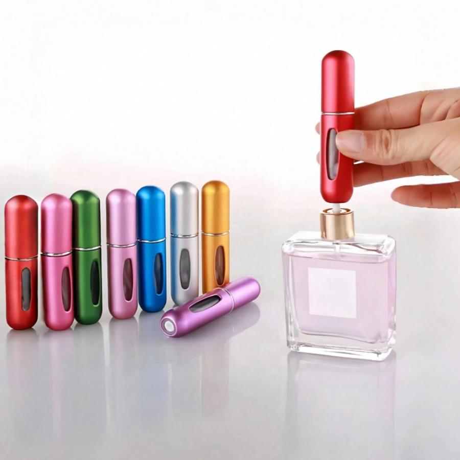 5 Pcs Refillable Travel Size Perfume Sample Bottles 5ML, Stylish Portable Design for Daily Use or Travel, Random Colors Included