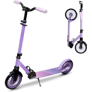 Kick Scooter for Age 6+ Kids Teens Adults, Max Load 240 LBS, Adjustable Height Foldable with 8" Large Wheels, Anti-Shock Suspension