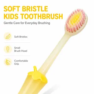 2-Pack Toothbrush Set, Soft Bristles Childrens Toothbrushes with Cute Fruit Handle, Small Brush Head, Easy Grip for Daily Oral Care