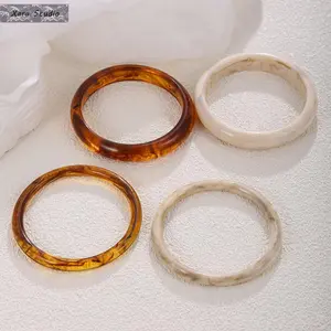 Boho Resin Bracelet Set for Women – Y2K Vintage Marble Pattern Stackable Bangles, Multi-Layer Fashion Wrist Jewelry, Trendy Acrylic Bracelet Pack, Lightweight Retro Accessories for Daily Wear, Party & Festival Outfit Styling