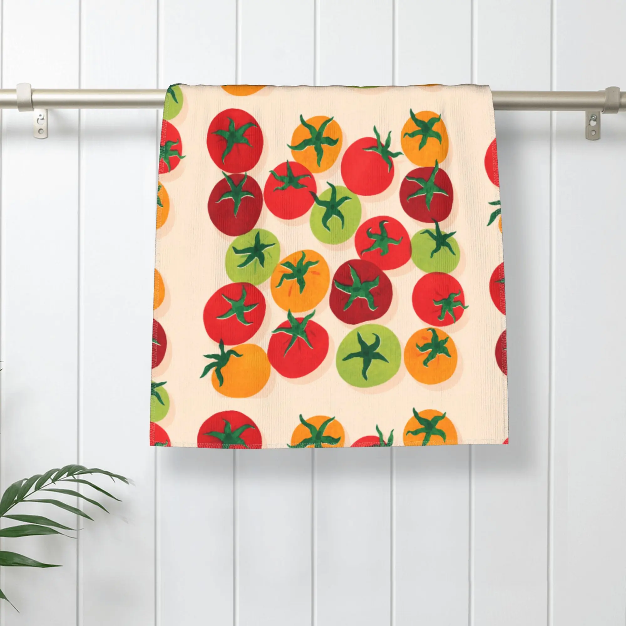 Fluffy Polyester Tomato Print Microfiber Towel - Ultra Soft, Absorbent Personal Face Towel with Vibrant Print, Skin-Friendly Multipurpose for Bathroom, Kitchen