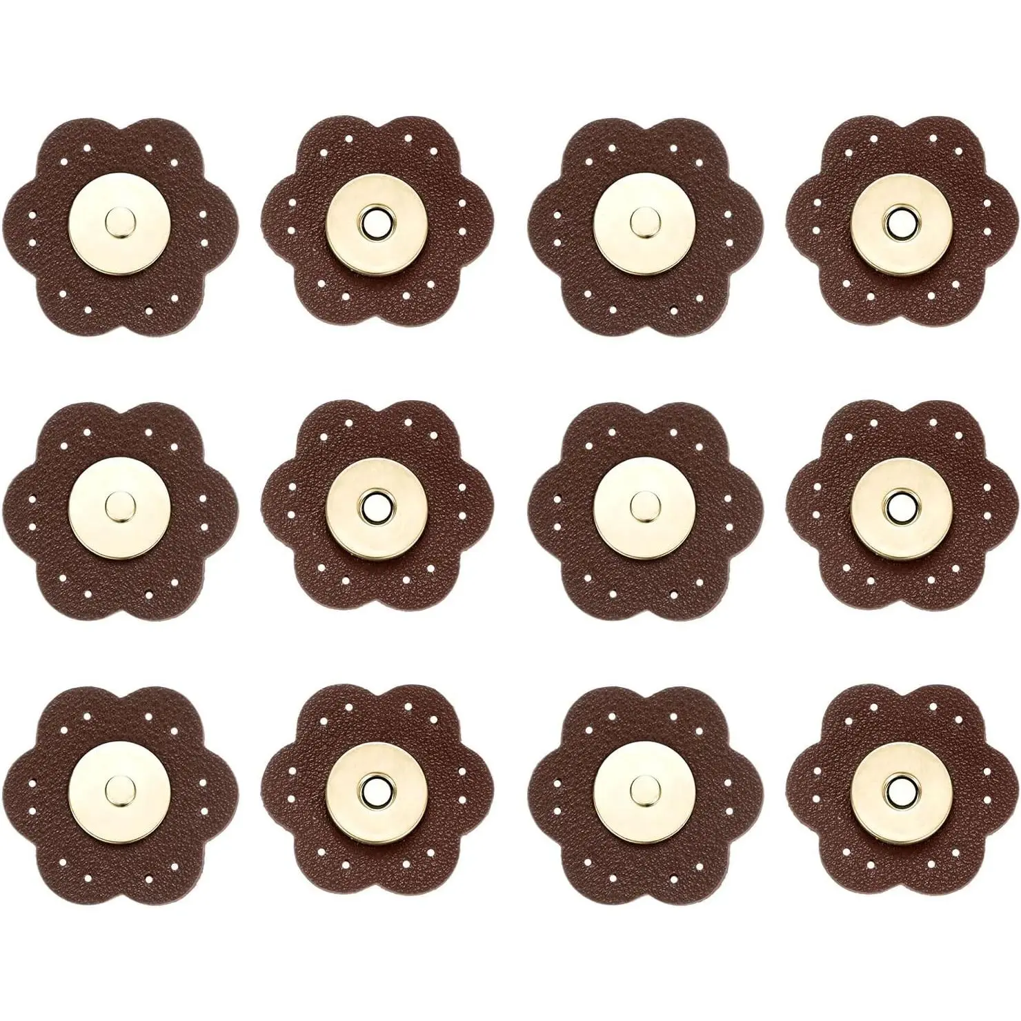 Leather Snaps Buttons [8Set] -  Snap Closures Bag Fastener Clasp Use for Handbag & Sewing & DIY & Purses & Clothes - [Dark Brown-32MM/1.3IN] - Purse Clasps Button