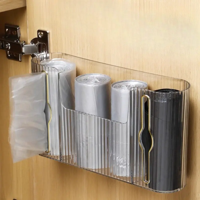 1PC Large Capacity Trash Bag Organizer Box, Plastic Bag Storage Rack, Wall-Mounted Kitchen Cabinet, Convenient Bag Sorting Storage Box