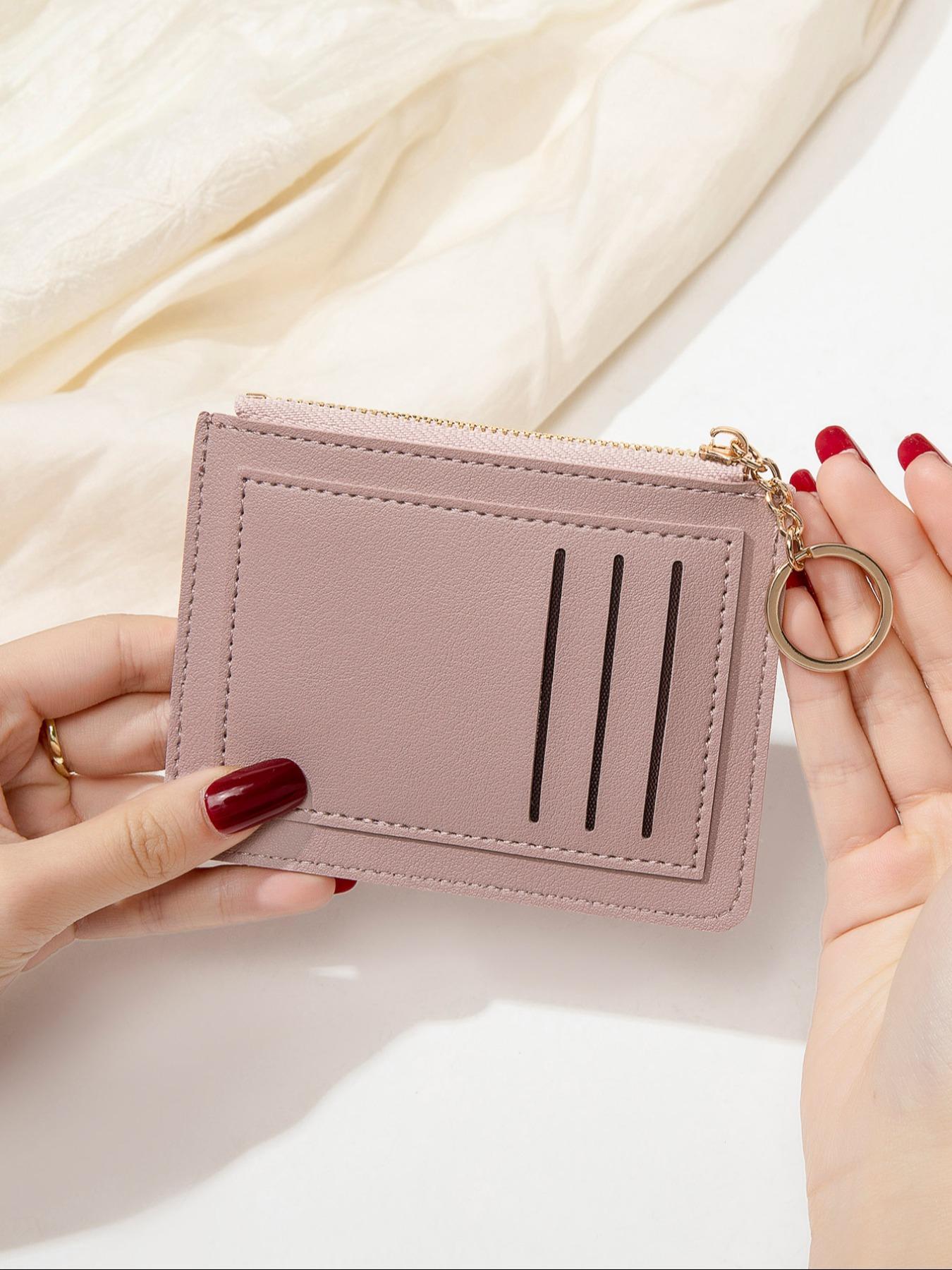 Women's Minimalist Casual Plain Color Zipper Short Wallet, Fashionable Card Holder, Casual Trendy Versatile High-quality Daily Wallet, Minimalist Wallets