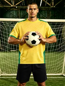 Custom Digital Print Soccer Jersey T-Shirt + Knitted Shorts Set, Personalized Athletic Wear, Comfortable & Stylish Sports