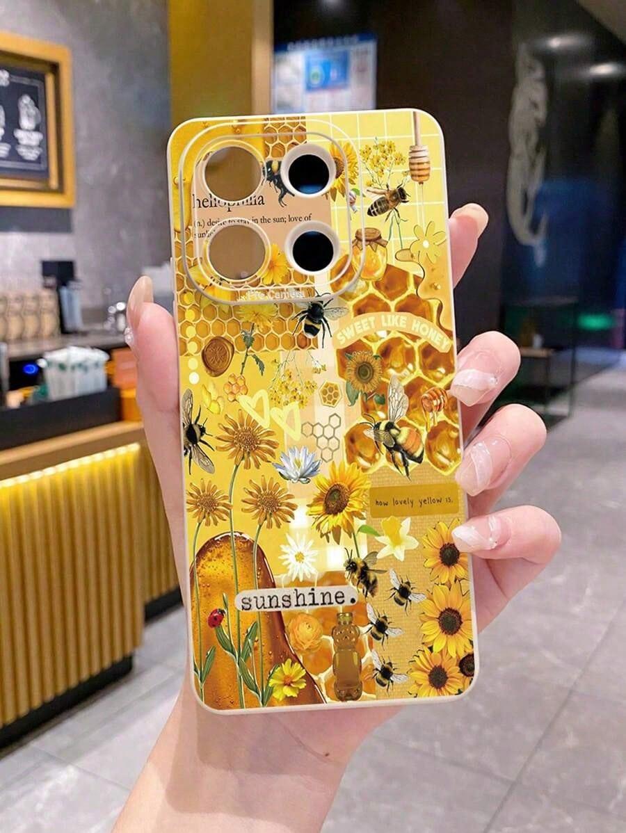 1PC Sunflower & Bee Pattern Shockproof Phone Case Suitable For IPhone17/IPhone17 Air/IPhone17 Pro/IPhone17 Pro Max/16 Pro Max/15 Pro Max/14 Pro Max/13 Pro Max/12 Pro Max/11 Pro Max