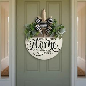 round wooden letter pattern door hanging sign, 1 count welcome home door hanging sign, wall hanging decor for home interior living room bedroom office dining room, home decor, room accessories