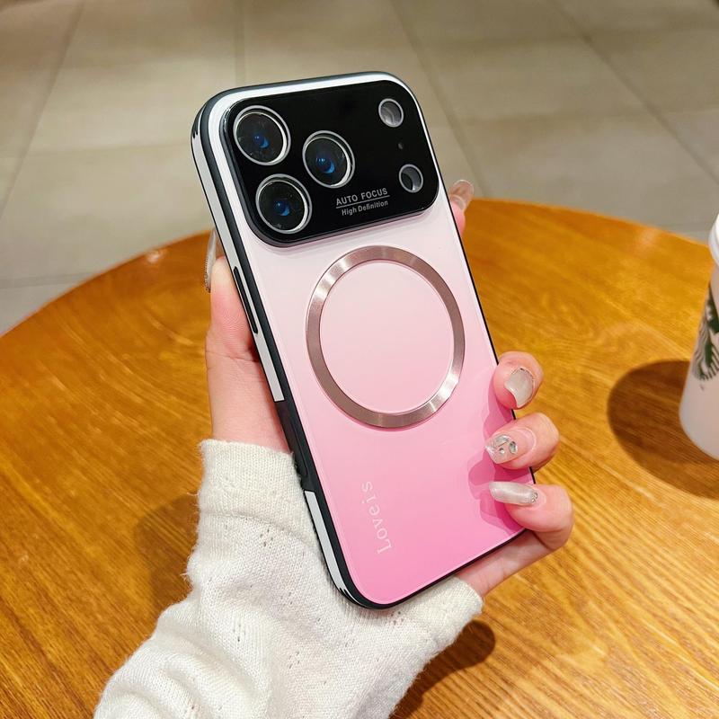 OREKROY Magnetic Gradient Glass Case for iPhone 17 Pro Max / 17 Air, 16 15 14 13 12 with Full Camera Lens Protector, MagSafe Compatible, Scratch-Resistant Slim Back Cover, Shockproof Hard Phone Case, Wireless Charging