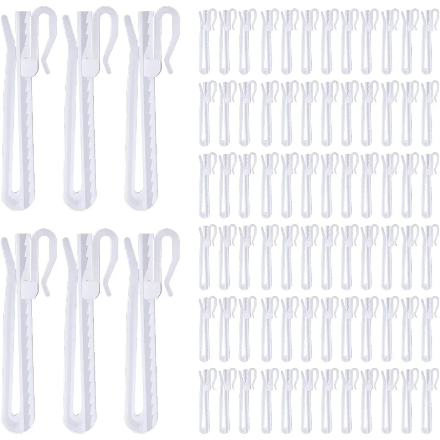 80 Pcs Adjustable Plastic Pinch Pleat Curtain Hooks with Ratchet System, 90mm/3.54inch Hooks for Window, Door and Shower Curtain