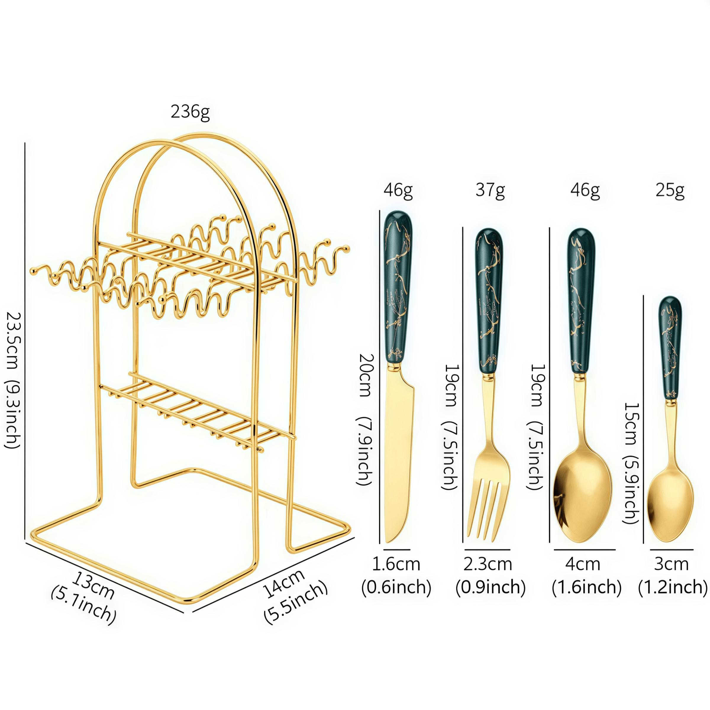 Modern Stainless Steel Cutlery Set with Holder, 24pcs/set Including Knives, Forks, and Spoons, Tableware Set for Home Kitchen Dining Room, Utensils