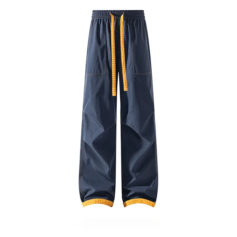 Men's New Straight-Leg Patchwork Hardshell Pants, Solid Color Versatile Sports Outdoor Long Pants