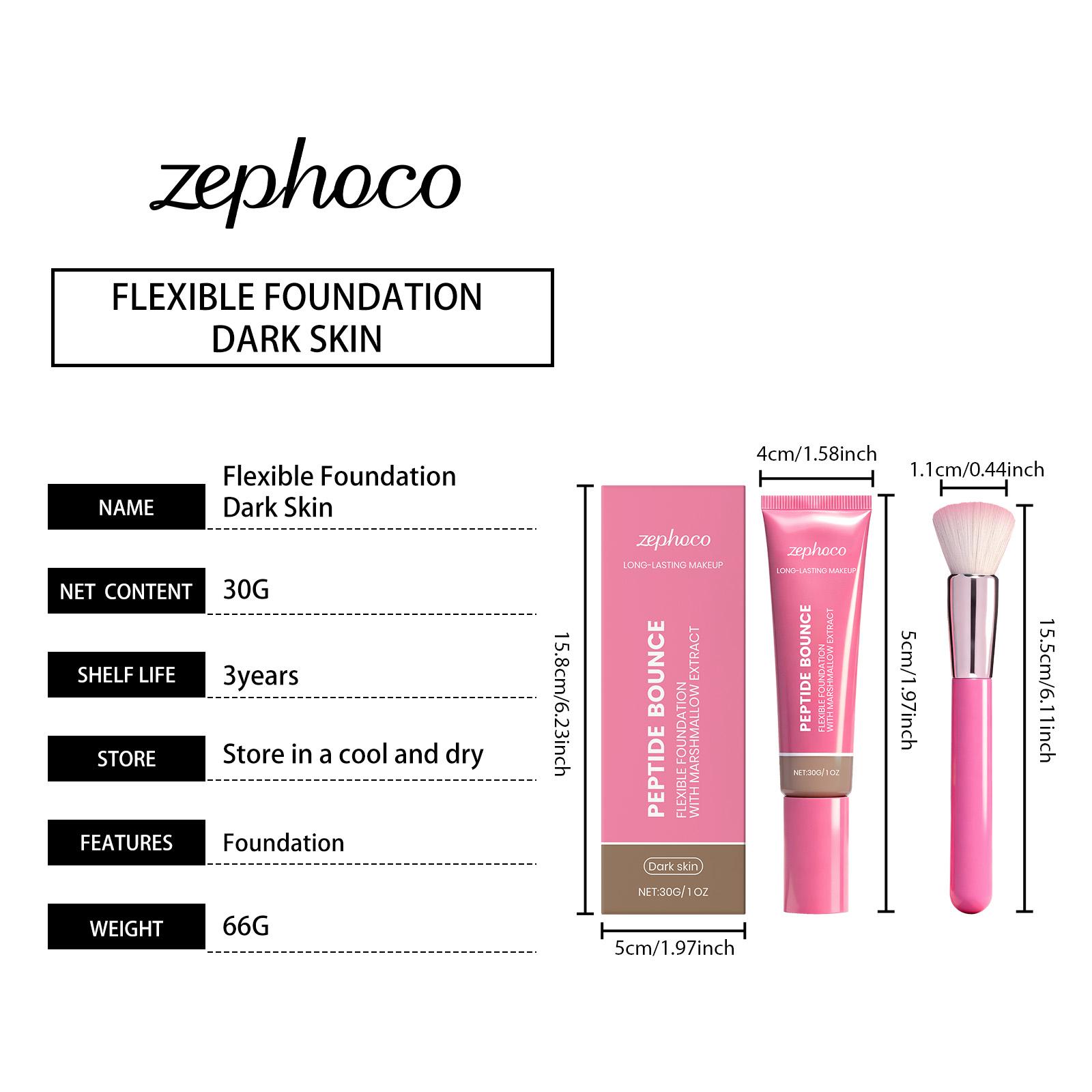 zephoco Light and Long-lasting Foundation for Dark Skin Tone Moisturizing and Nourishing Brightening Skin Creates a Matte and Clear Makeup Look
