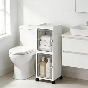 5-Tier White Rolling Storage Boxes with Lids | Collapsible Stackable Plastic Containers for Office, Dorm & Living Room