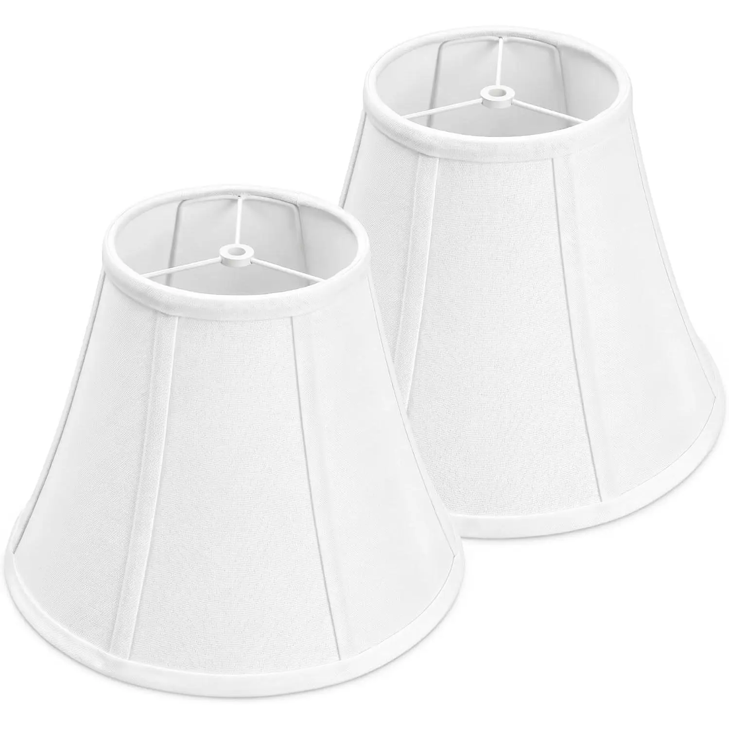Bell Shape Fabric Lamp Shades Set of 2, White 6.7"x13"x10" Spider Fitter Replacement Lampshades, Easy Assembly for Table Lamps, Living Room Bedroom Home Decoration