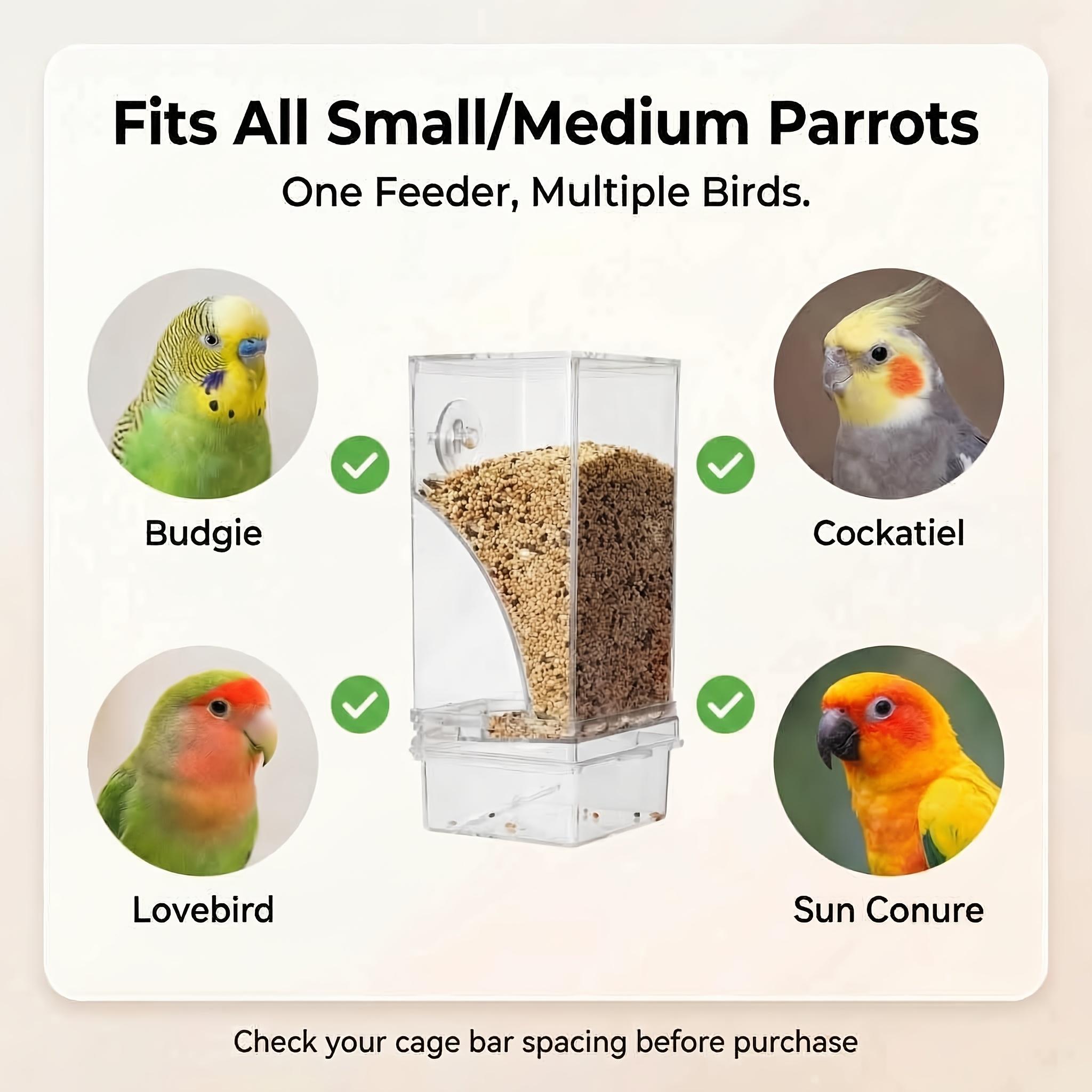 Transparent Bird Feeder, Automatic Spillproof Durable Easy to Clean Acrylic, Seed Mixture Dispenser for Cage, Suitable for All Birds, Outdoor Bird Feeder, for Parrot User Outside