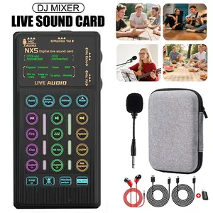 Portable Handheld Sound Card Kit, Live Streaming Microphone Device, Voice Changer & Noise Reduction, Ideal for Podcasts, Broadcasting, Gaming