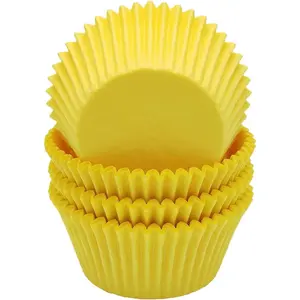 Premium Yellow Greaseproof Cupcake Liners Muffin Paper Baking Cups Standard Size, 100-Count