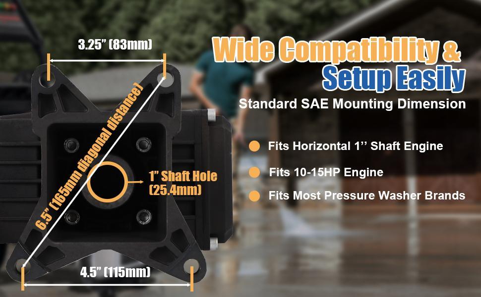 High Pressure Water Pump, 4400 Psi,4 Gpm – 1 in Shaft Horizontal Plunger, Power Washer Pump, Parts Washer Pump Replacement Compatible with Simpson, Ryobi, Subaru, Craftsman