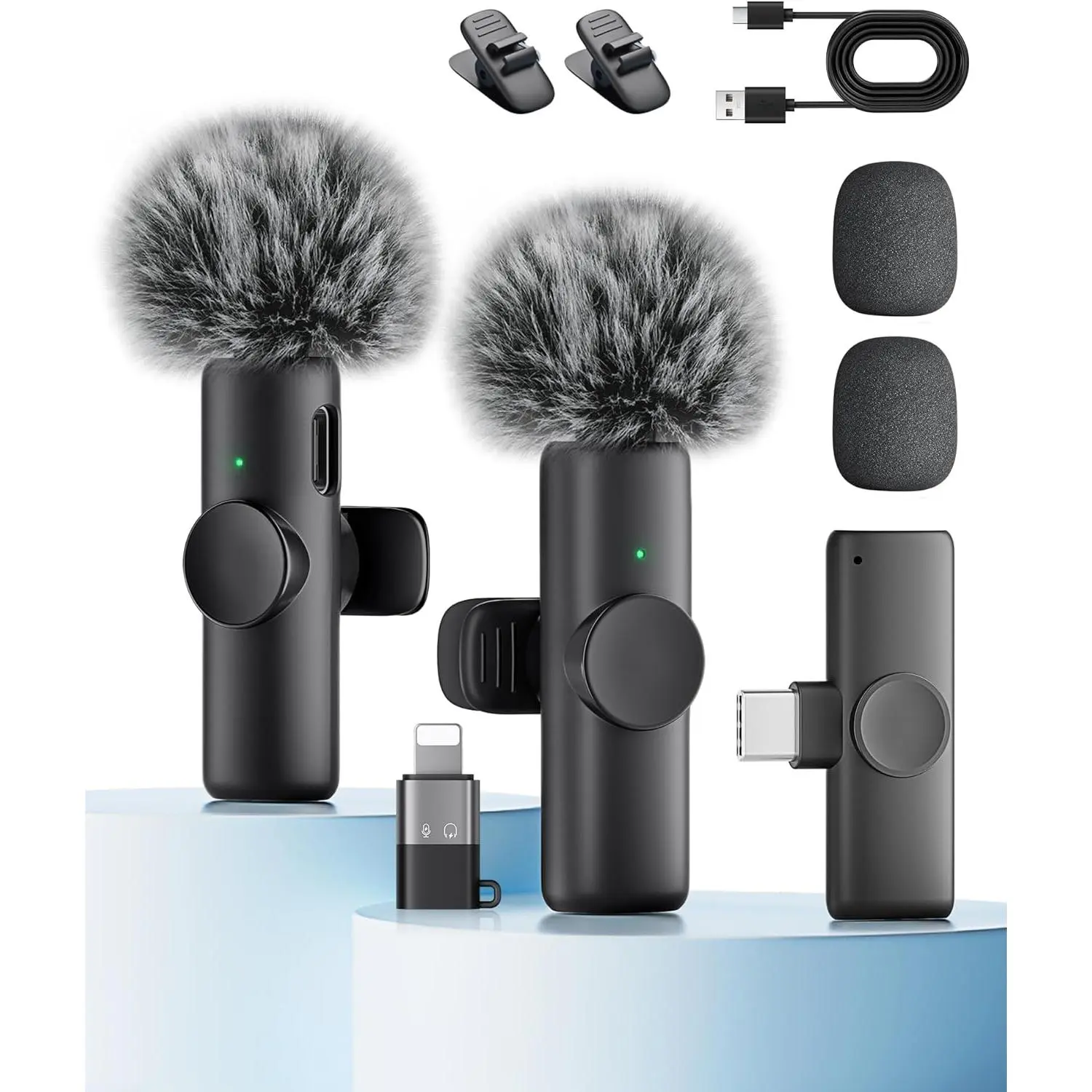 Microphone for  iPad and Android Phone, 2 Pack  Lavalier Lapel Mic with Noise Reduction, Plug and Play Mini Microphone for Video Recording Interview Podcast YouTube  Vlog