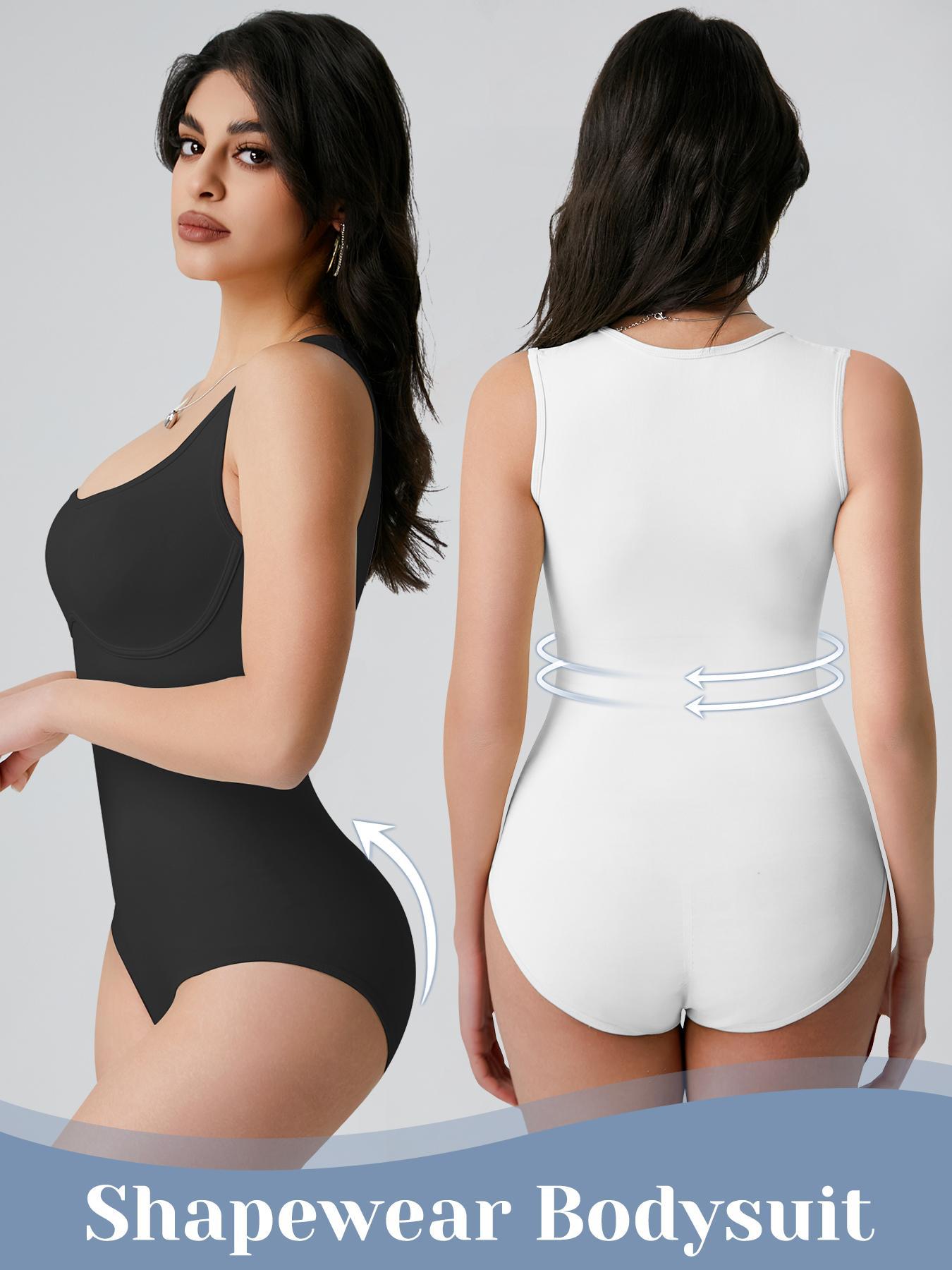 Women's Solid Square Neck Bodysuit, Tummy Control Sleeveless Seamless Shaper, High Waisted Shapers, Women's Shapewear for All Seasons