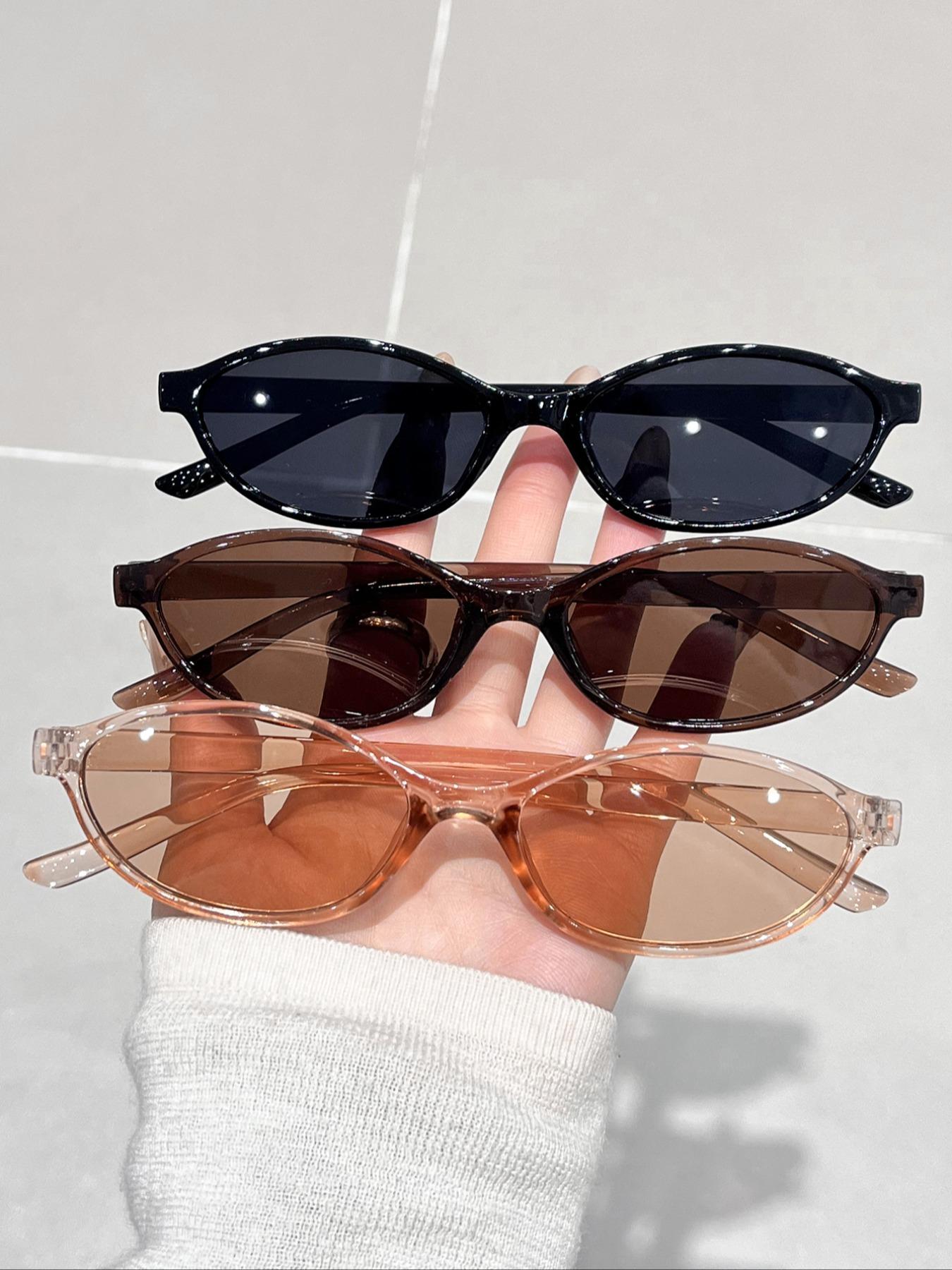 Women's Trendy Tinted Lens Oval Frame Sunglasses, Vintage Casual Sunglasses for Everyday Use, Fashion Accessories for Outdoor Activities, Trendy Beach Eyewear