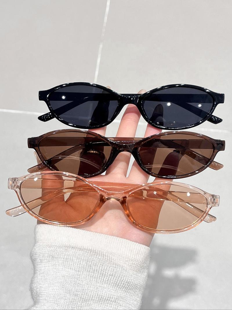 Women's Trendy Tinted Lens Oval Frame Sunglasses, Vintage Casual Sunglasses for Everyday Use, Fashion Accessories for Outdoor Activities, Trendy Beach Eyewear