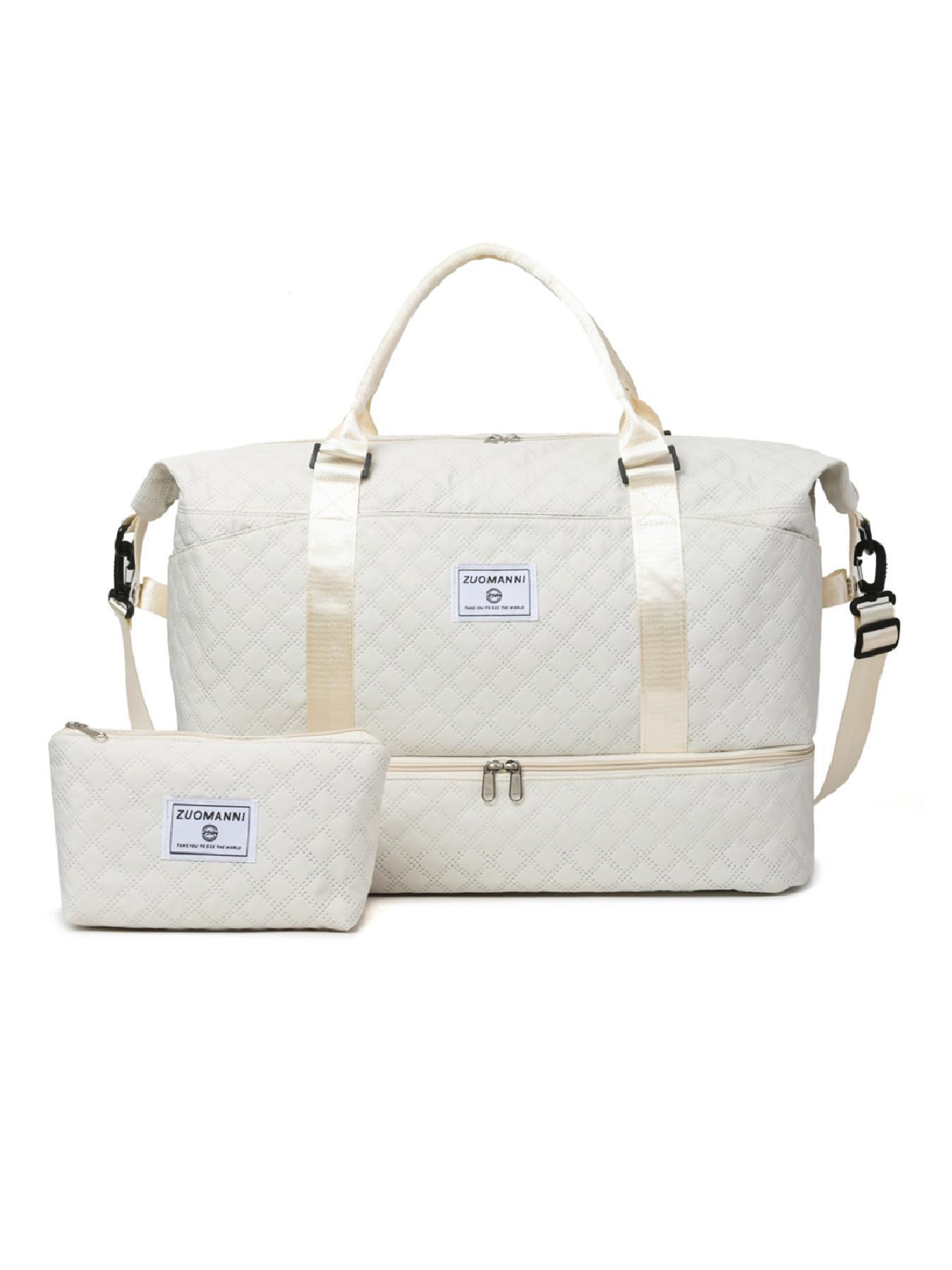 Large Capacity Travel Bag Set, Letter Pattern Zipper Travel Bag with Shoe Compartment, Casual Sports Fitness Bag for Women & Men, Weekender Travel Set Large Capacity Travel Bag Set, Letter Pattern Zipper Travel Bag with Shoe Compartment, Casual Sports Fitness Bag for Women & Men, Weekender Travel Set