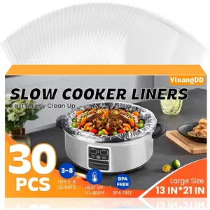 30 Pack Slow Cooker Liners Large 13"x 21" Disposable Cooking Bags Fits 3-8 Quarts, BPA Free Plastic Pot Liners Suitable for Oval & Round Pot