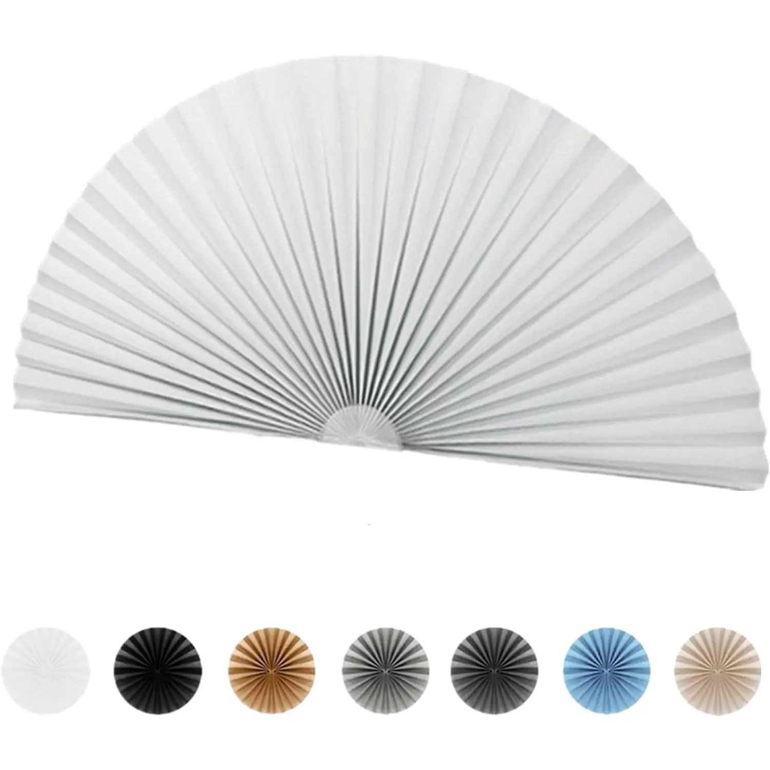 Cordless Self-Adhesive Arch Window Pleated Blinds for Half Circle Half Moon Round Windows Non-Woven Easy to Cut & Install