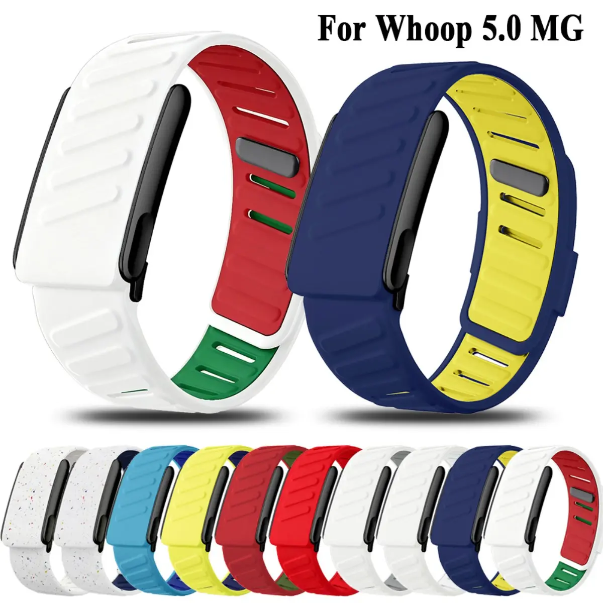 EYWXND 2-Color Silicone Wearable Sports Wristband, Universal MG Strap Compatible with Whoop 5.0 Bracelet/Watch, Christmas Gift