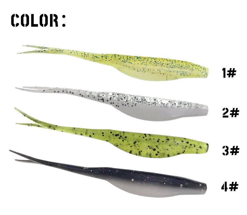 10Pcs Soft Lure Fork Tail Worm 4.5g 9.5cm Artificial Bait Fishing Tackle