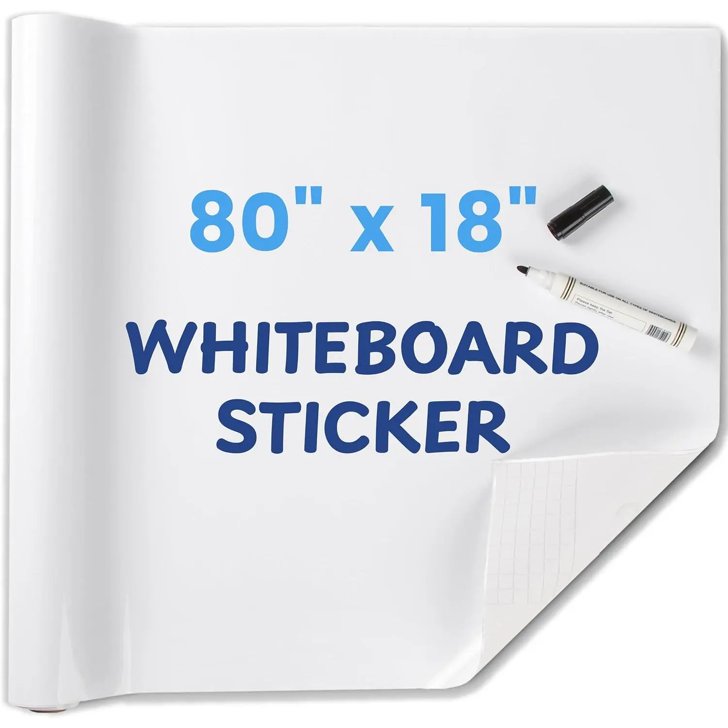 Dry Erase Sticker for Wall, 80" x 18" No Ghosting Peel and Stick White Board Roll, Stain-Proof Self-Adhesive Whiteboard Paper for , Office, Classroom