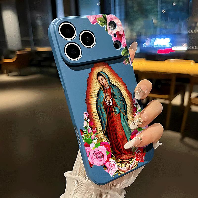Virgin Mary flower Soft&Flexible TPU Silicone Phone Case For iPhone 17 Pro Max AIR 16 15 14 13mini 12 11 Plus XR XSMAX Cases For Samsung Galaxy S26 Ultra S25 Edge S24 S23 S22 Plus  Durable|Shockproof|Full Camera Protection
